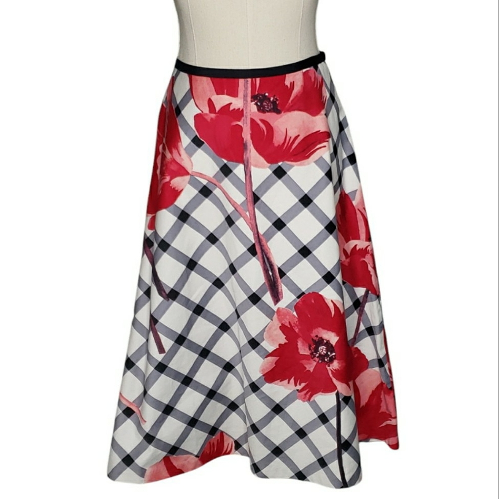 Talbots A-line Skirt 8 Poppy Picknick French Country Cottage Preppy Full Circle